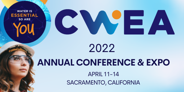 California Water Environmental Association Logo with female face and conference information of date and location